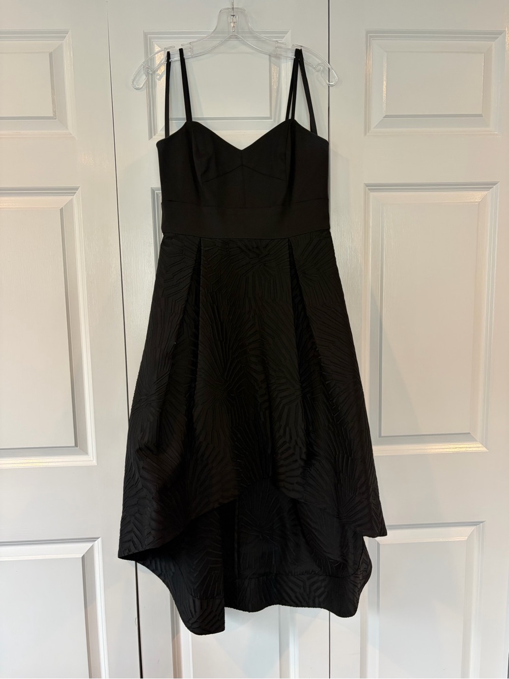 Shoshanna Midnight Classic Black High-Low Spaghetti Strap Dress